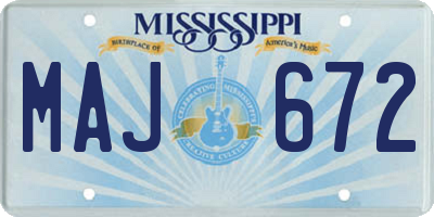 MS license plate MAJ672