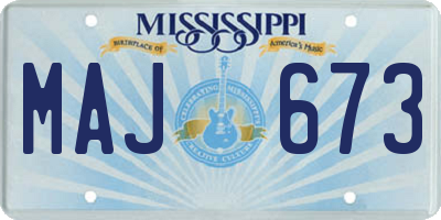 MS license plate MAJ673