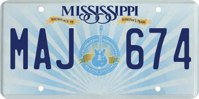 MS license plate MAJ674