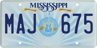 MS license plate MAJ675