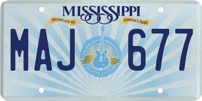 MS license plate MAJ677
