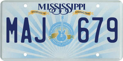 MS license plate MAJ679