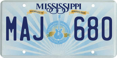 MS license plate MAJ680