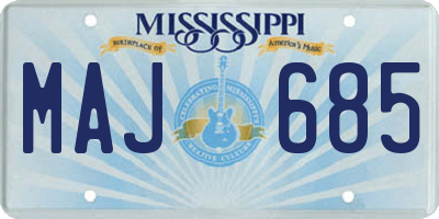MS license plate MAJ685