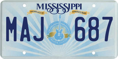 MS license plate MAJ687