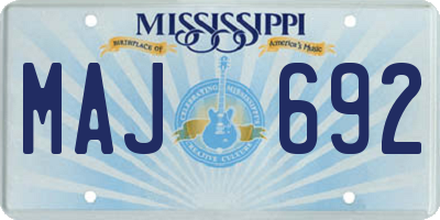 MS license plate MAJ692