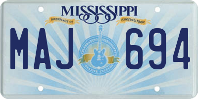 MS license plate MAJ694