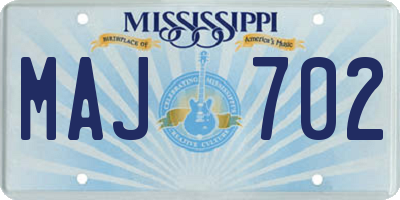 MS license plate MAJ702