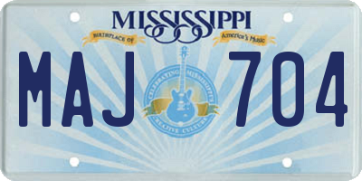 MS license plate MAJ704
