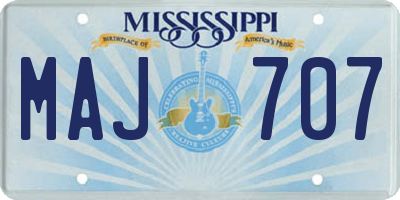 MS license plate MAJ707