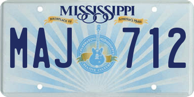MS license plate MAJ712