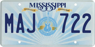 MS license plate MAJ722