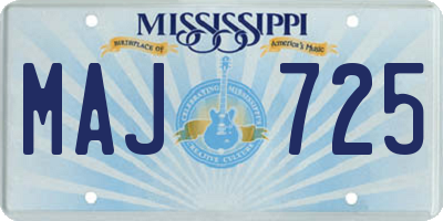 MS license plate MAJ725