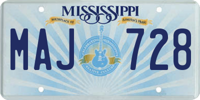 MS license plate MAJ728