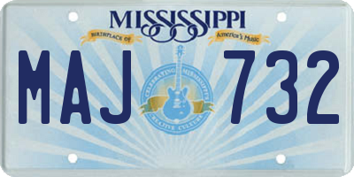 MS license plate MAJ732