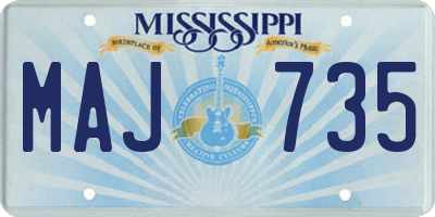 MS license plate MAJ735