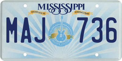 MS license plate MAJ736