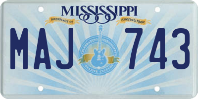 MS license plate MAJ743
