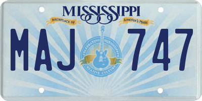 MS license plate MAJ747