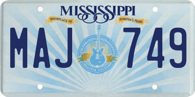 MS license plate MAJ749
