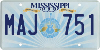 MS license plate MAJ751