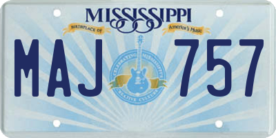 MS license plate MAJ757