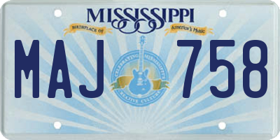 MS license plate MAJ758