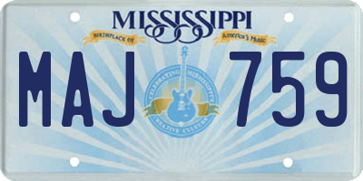 MS license plate MAJ759
