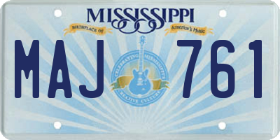 MS license plate MAJ761