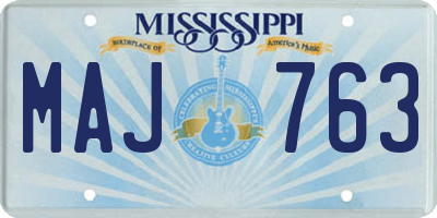 MS license plate MAJ763