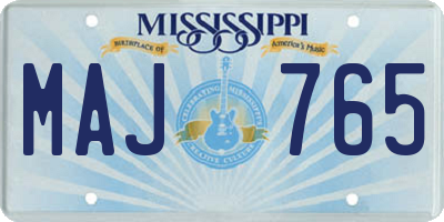 MS license plate MAJ765