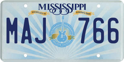 MS license plate MAJ766