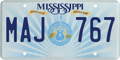 MS license plate MAJ767