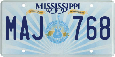 MS license plate MAJ768