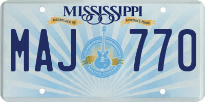 MS license plate MAJ770