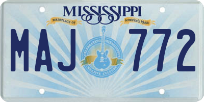 MS license plate MAJ772