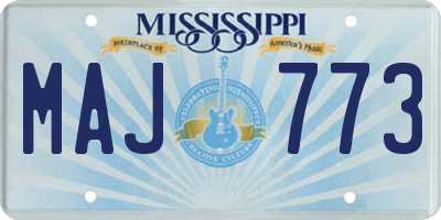 MS license plate MAJ773