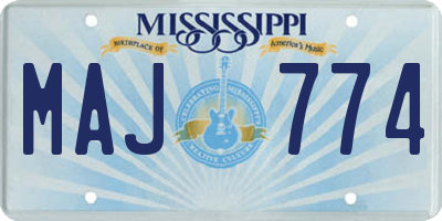 MS license plate MAJ774