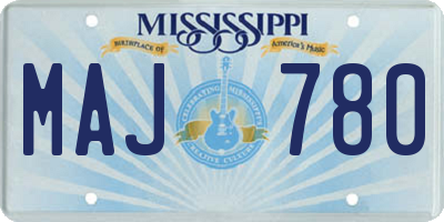 MS license plate MAJ780