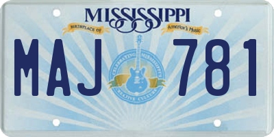 MS license plate MAJ781