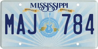 MS license plate MAJ784