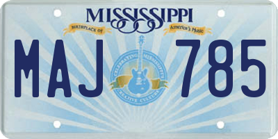 MS license plate MAJ785