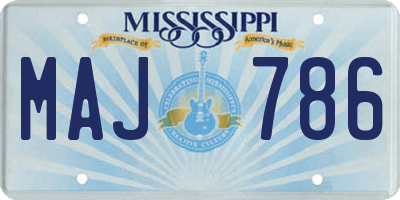 MS license plate MAJ786