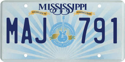 MS license plate MAJ791