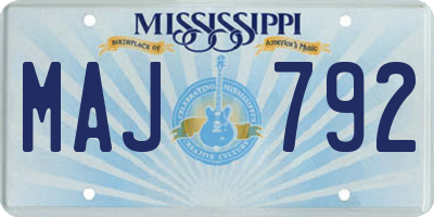 MS license plate MAJ792