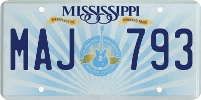 MS license plate MAJ793
