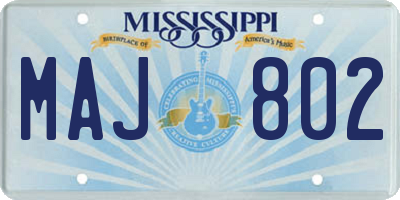 MS license plate MAJ802