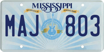 MS license plate MAJ803