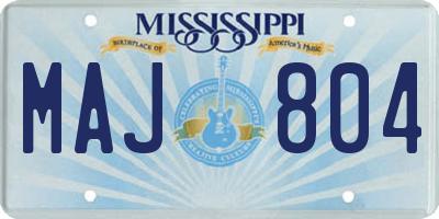 MS license plate MAJ804