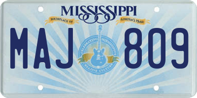 MS license plate MAJ809